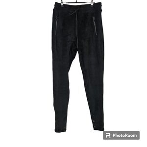 Kollar Mens Sweatpants Black Velour Velvet Heavy Streetwear Elastic Waist Size M
